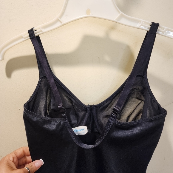 FLEXEES Vintage Black One piece Slimmer Slip With Underwired Bra  size 34C - Picture 5 of 13